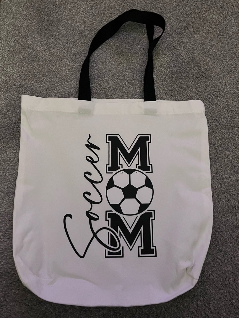 Soccer Mom Graphic Tote Bag - White with Black Print